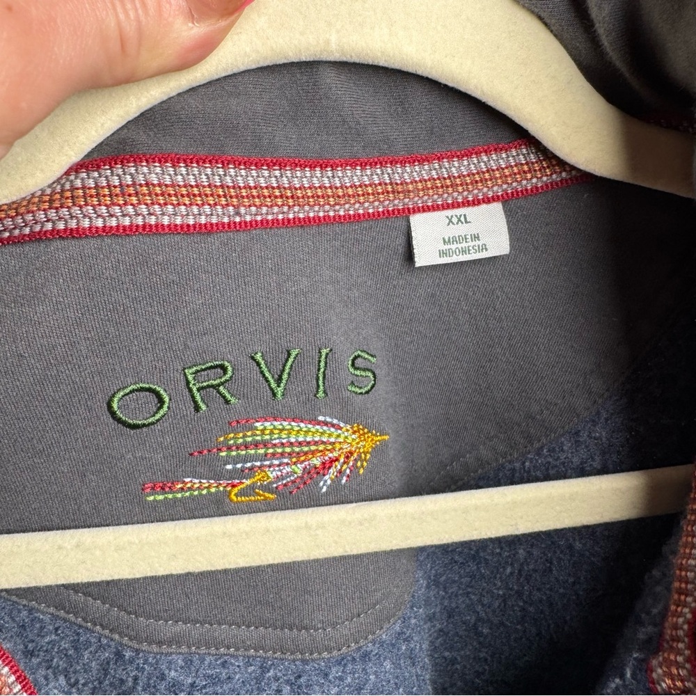 Orvis Signature Quarter Zip Snap Pullover Navy Blue XXL - Picture 13 of 13